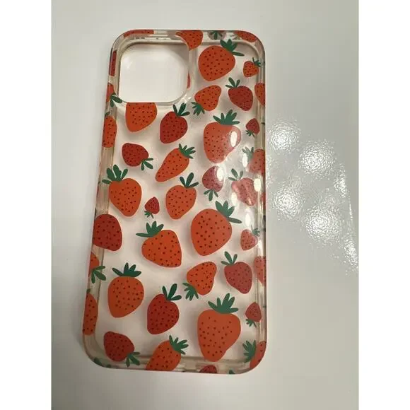 Cute Clear Red Transparent Strawberry iPhone 12 Pro Max phone case trendy - Picture 1 of 4